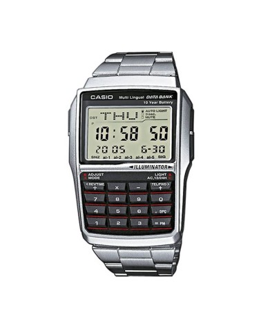 Herrenuhr Casio DATABANK CALCULATOR STEEL Schwarz Silberfarben